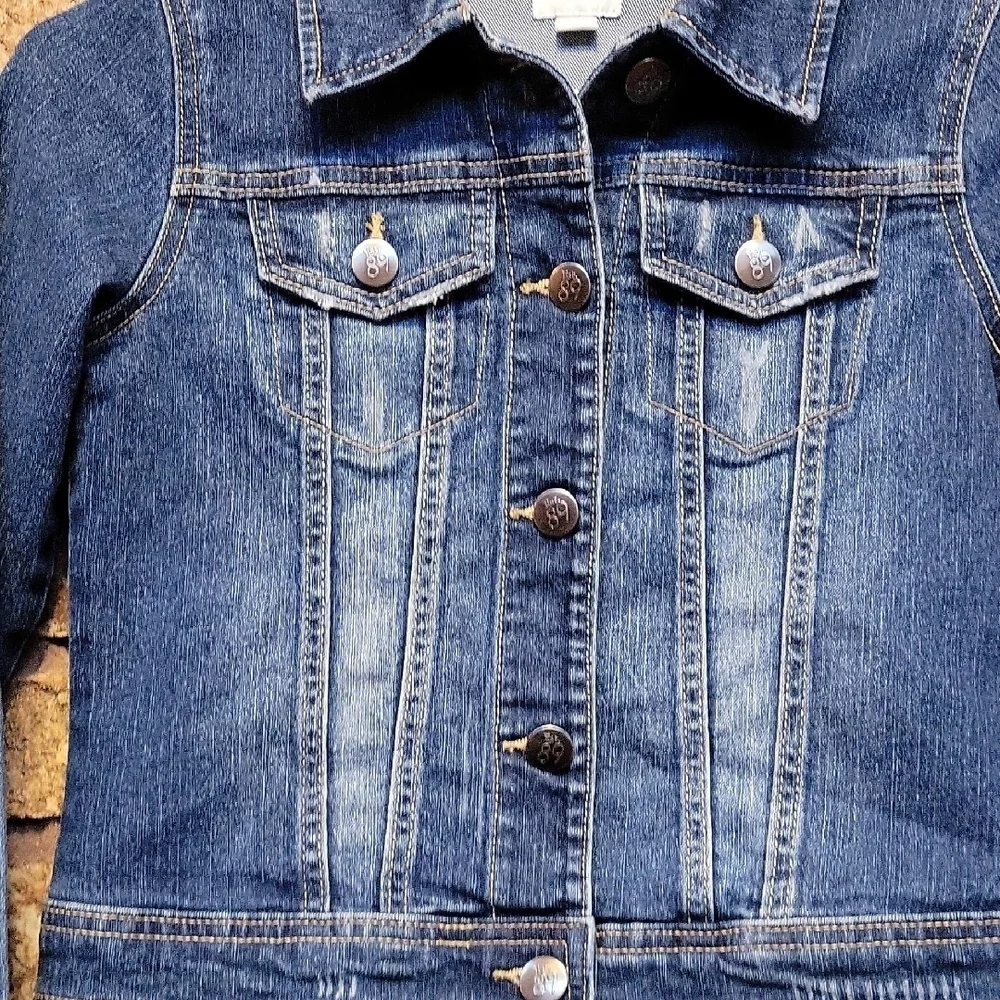 The Children's Place Blue Denim Jacket Size 10/12 Cotton Stretch